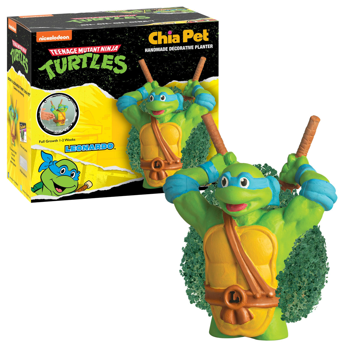 Chia Pet Leonardo TMNT ready for a fun, fast-growing chia greenery display.