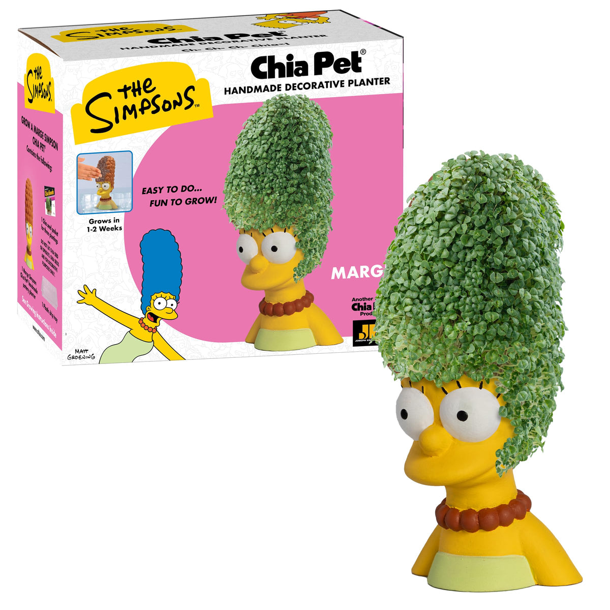 Chia Pet Marge Simpsons planter with lush greens for desk or shelf