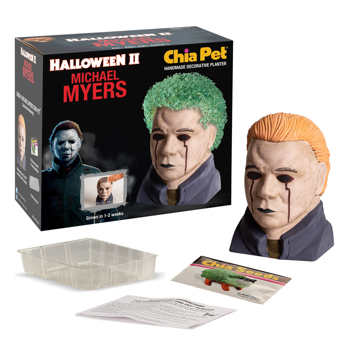 Chia Pet Michael Myers decorative planter ready for chia growth and home decor.