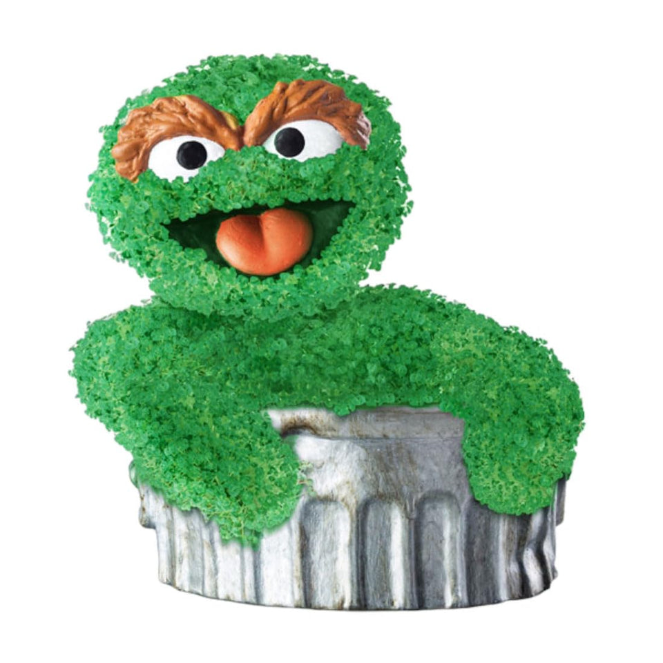 Chia Pet Oscar the Grouch planter with decorative pot for growing chia greens.