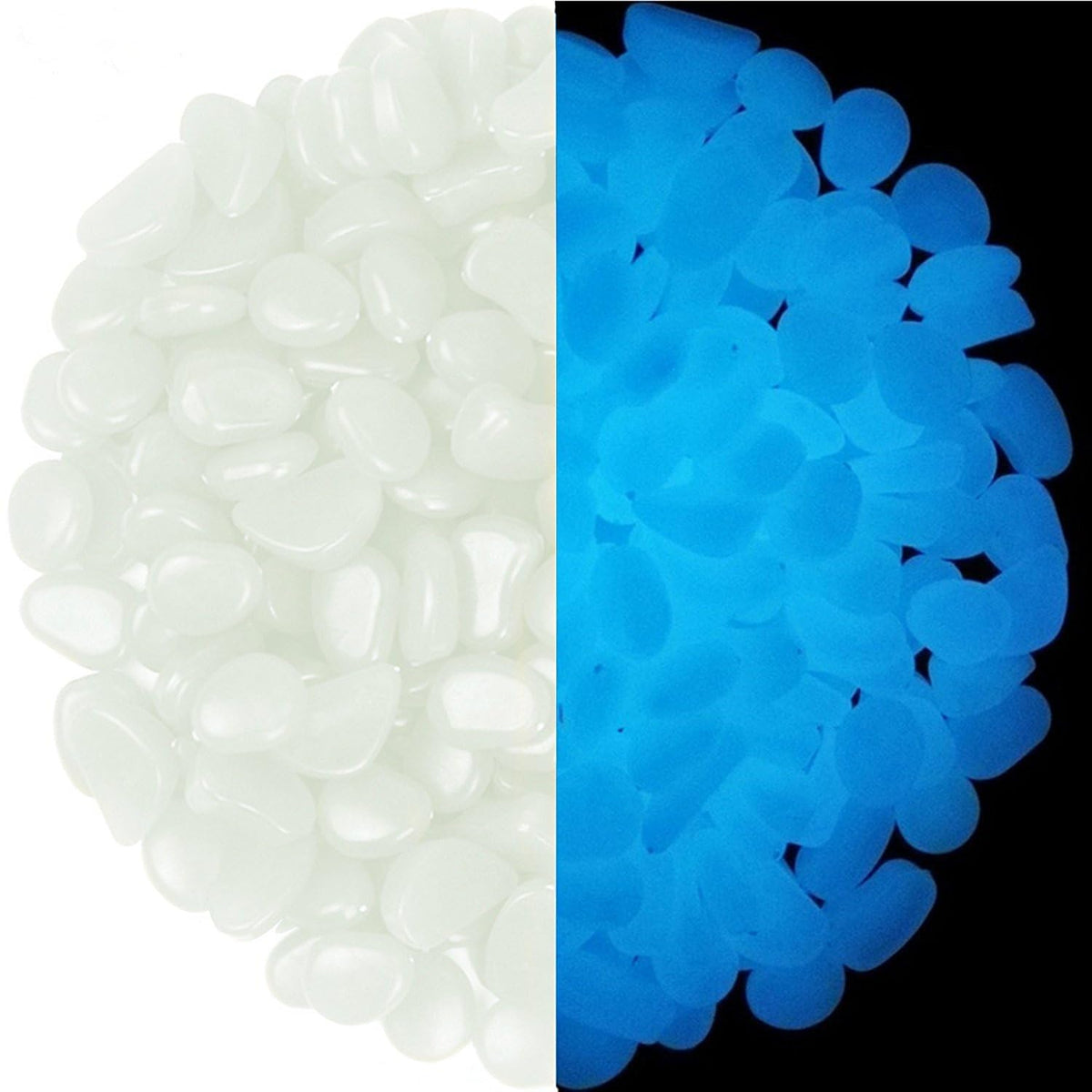 Chic Style glow stones lining a blue-lit walkway for safe nighttime paths.