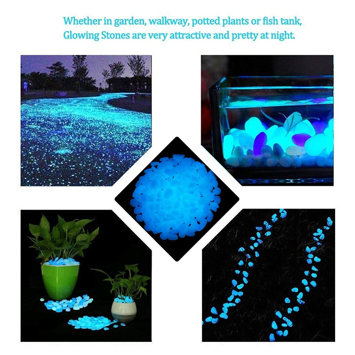Chic Style yard decor stones providing ambient night illumination.