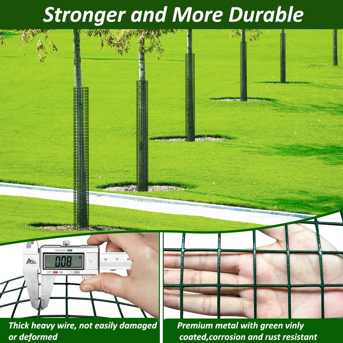 Chicarry tree guards install quickly with zip ties and stakes.