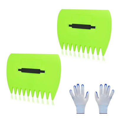 Chicarry leaf scoops hand rakes in green for easy yard cleanup.