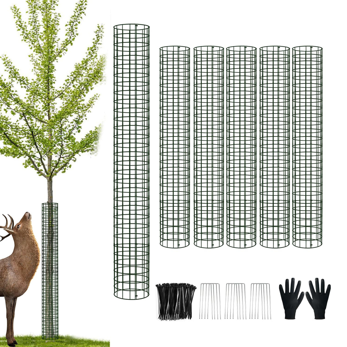 Chicarry 36-inch metal tree trunk protector guards young trees against deer