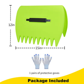 Chicarry package contents include leaf scoops and protective gloves.