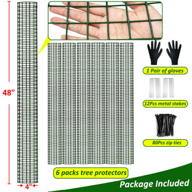 Chicarry six pack metal tree guards protect trunks during mowing.