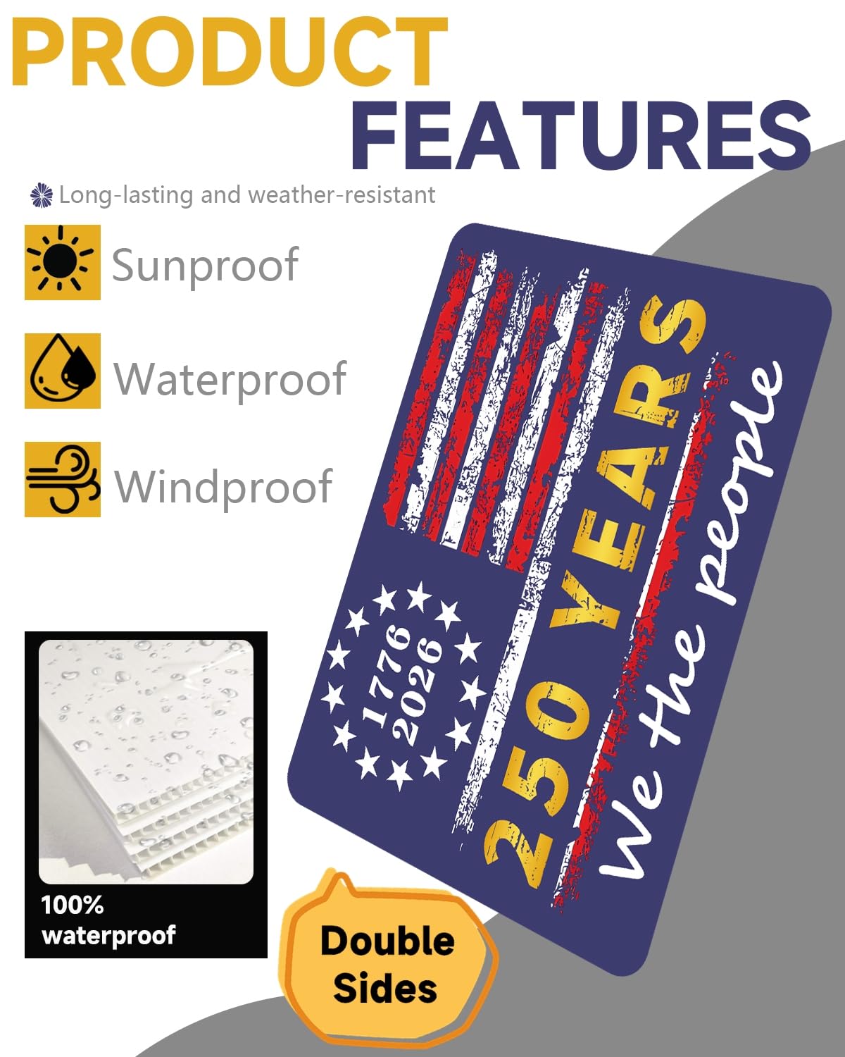 Chicat rectangular yard sign with rounded corners reduces edge-related injuries.