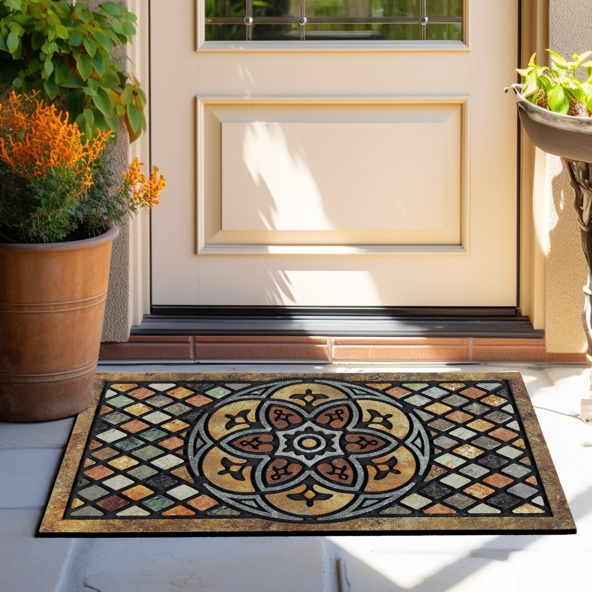 CHICHIC entry mat with flocked surface and durable design for high-traffic areas