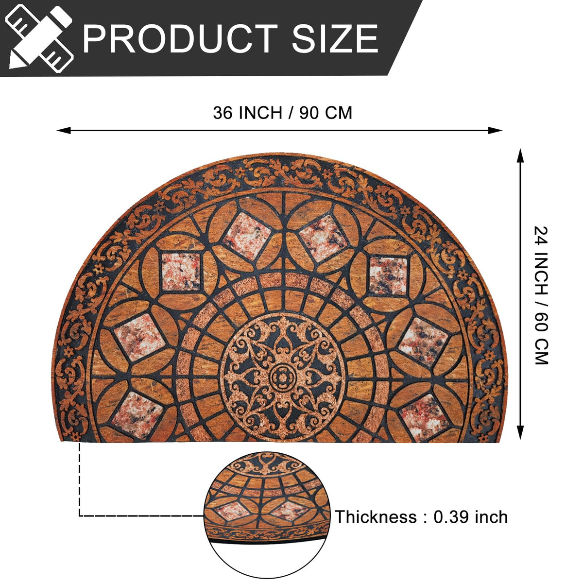 CHICHIC flocked fiber pattern adds stylish moisture capture at the doorstep.