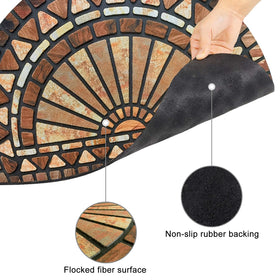 CHICHIC flocked fiber surface mat with patterned design at the doorway.