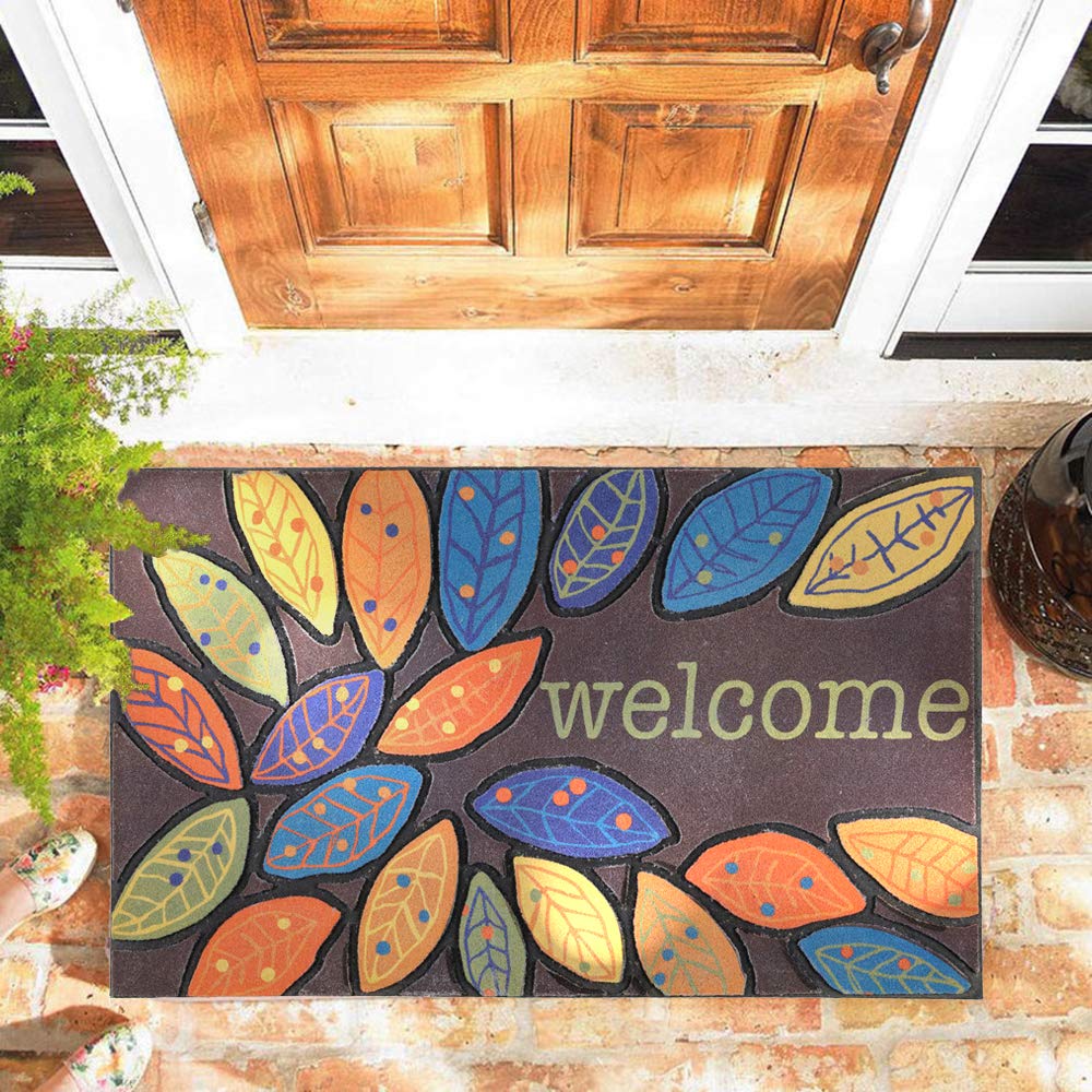 CHICHIC front porch mat features leaves pattern for stylish outdoor decor