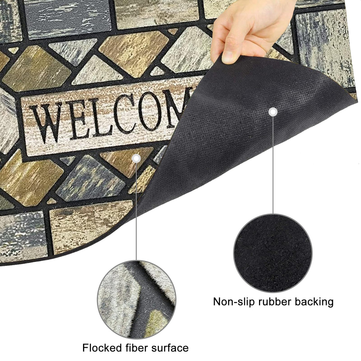 CHICHIC heavy-duty entry rug withstands wind and snow for year-round use.
