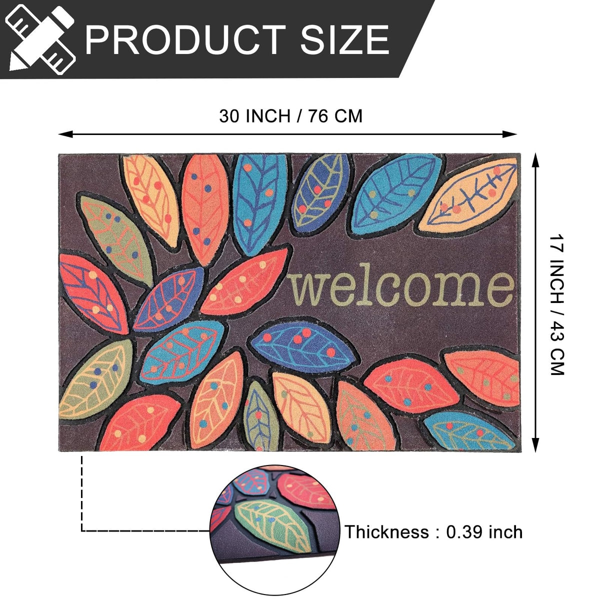 CHICHIC heavy-duty rubber back doormat grips exterior floors securely