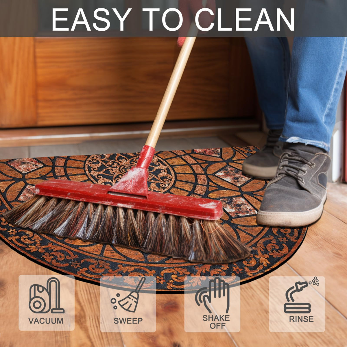 CHICHIC non-slip rubber backing stays put on outdoor floors.