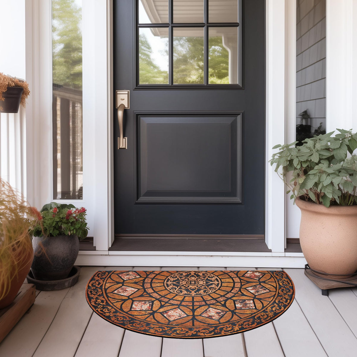 CHICHIC vibrant orange design brightens your entry while protecting floors.