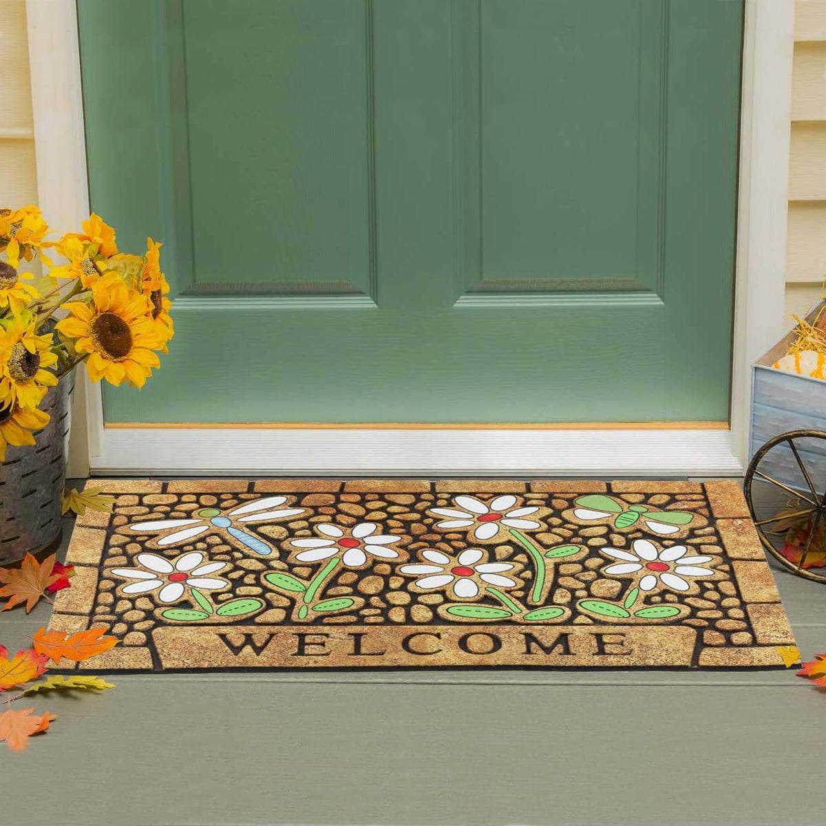 CHICHIC outdoor entry mat with non-slip rubber backing for safety