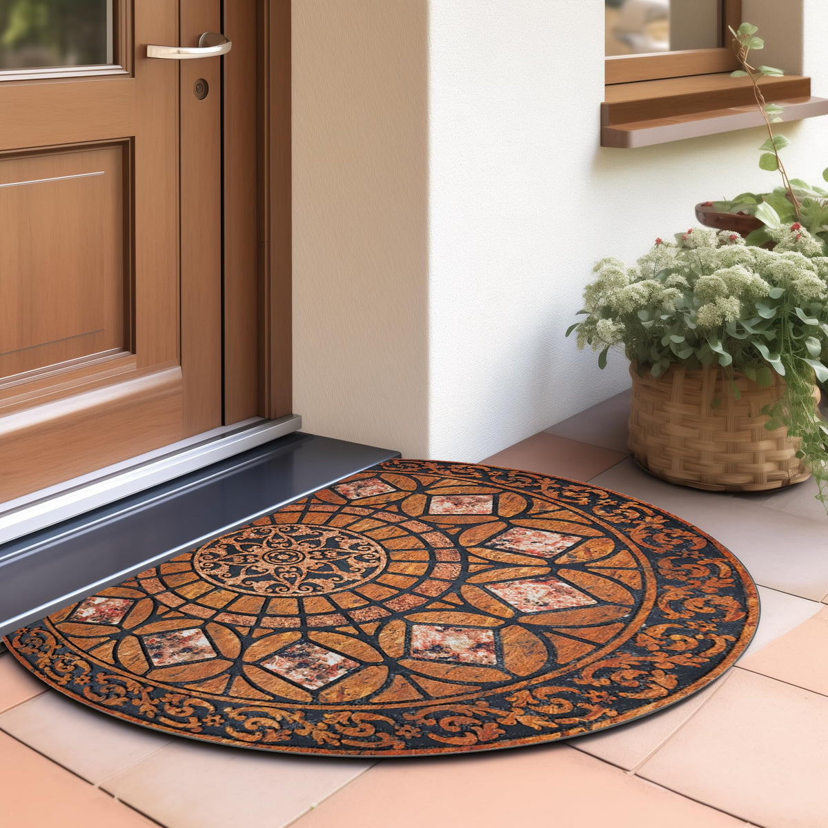 CHICHIC outdoor heavy-duty rubber mat resists weather for busy entryways.