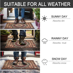 CHICHIC Rectangle Entrance Door Mat in a garage setting shows versatile outdoor use.
