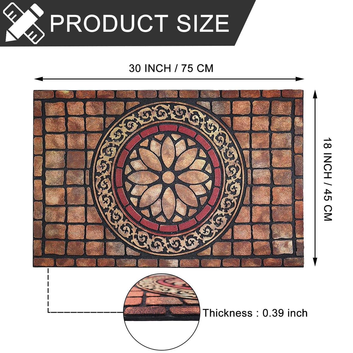 CHICHIC Rectangle Entrance Door Mat low-profile thickness emphasizes unobtrusive entryway fit.