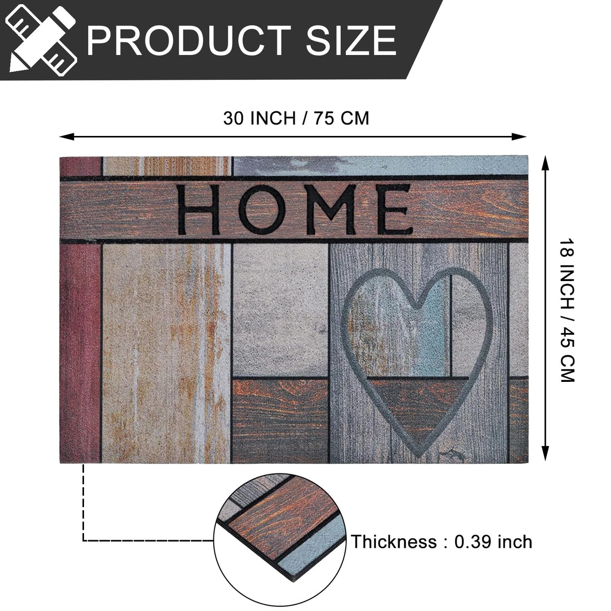 CHICHIC Welcome Door Mat back non-slip backing grips outdoor floors securely.