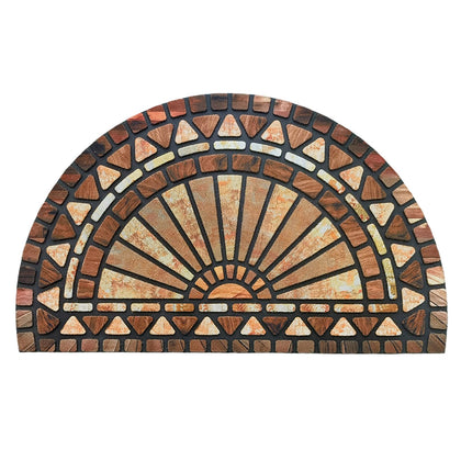 CHICHIC welcome mat in orange-brown with non-slip backing for outdoors.