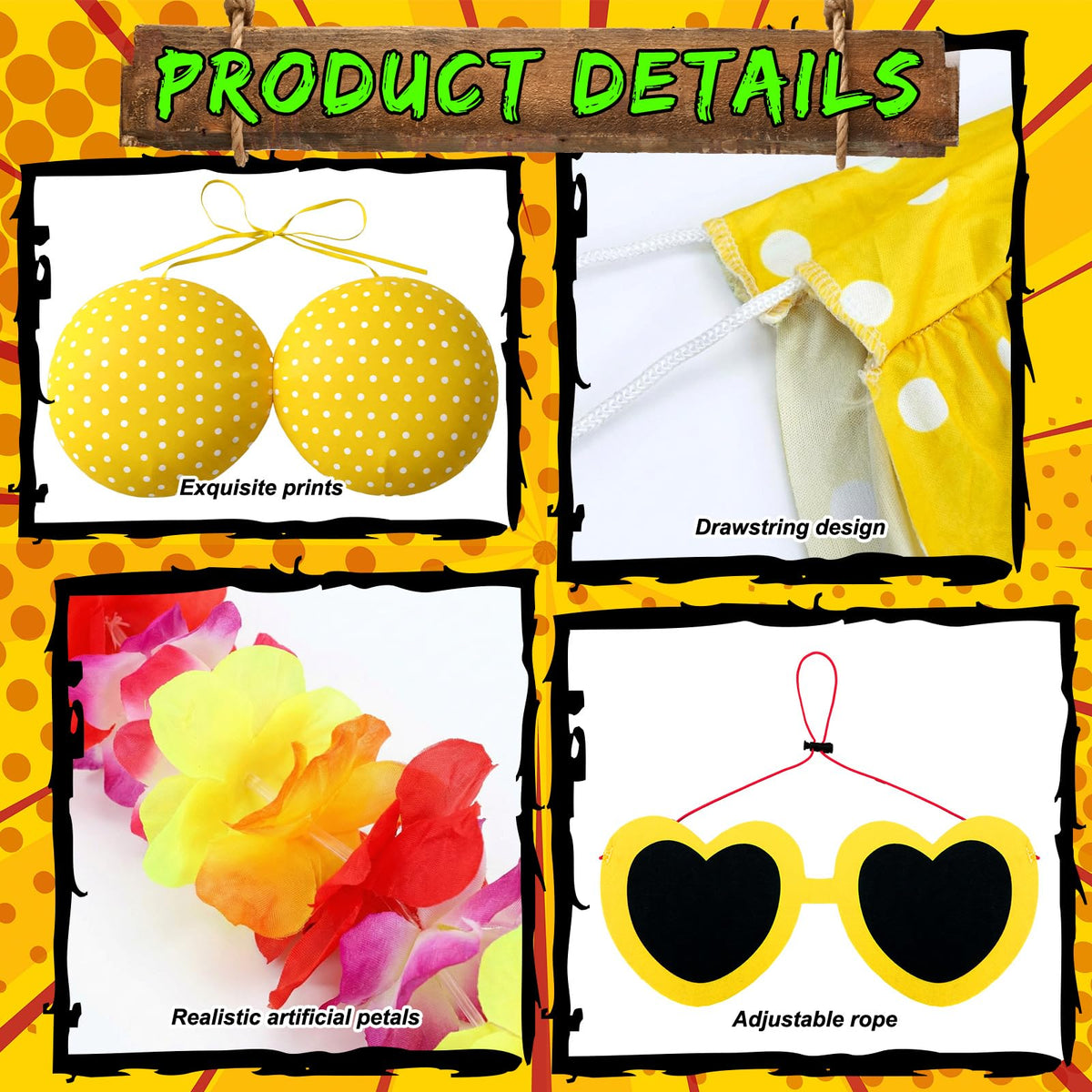 Chicingyou 12ft skeleton Hawaii bikini top ensures secure adjustable fit.