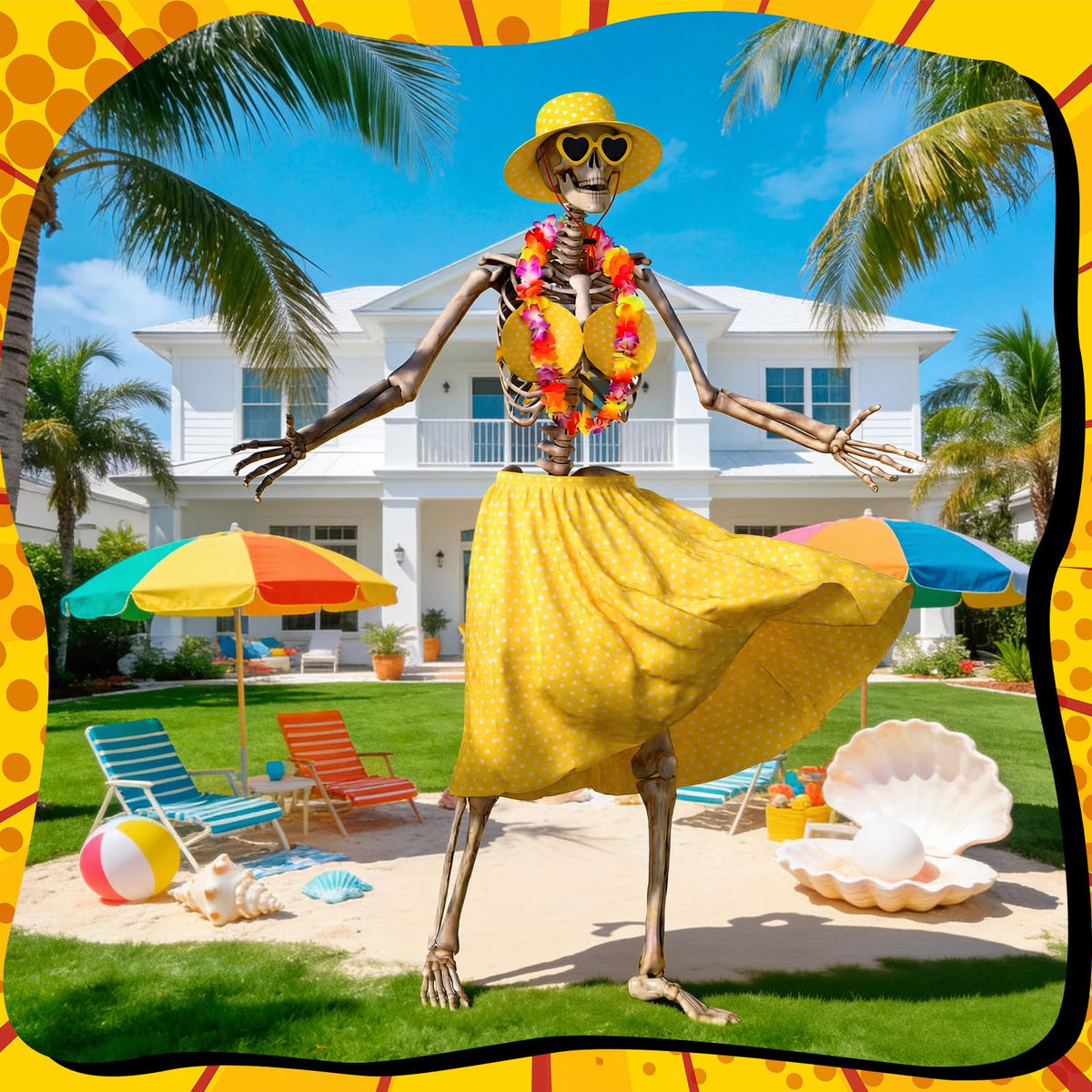 Chicingyou 12ft skeleton Hawaii sunglasses provide playful sun protection.