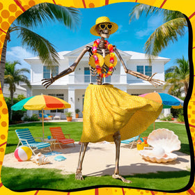 Chicingyou 12ft skeleton Hawaii sunglasses provide playful sun protection.