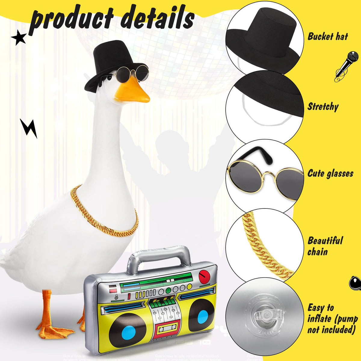 Chicingyou faux gold chain brings character to lawn goose statues.