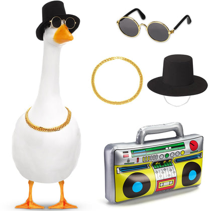Chicingyou porch goose outfit with hat enhances outdoor decor and retro style.