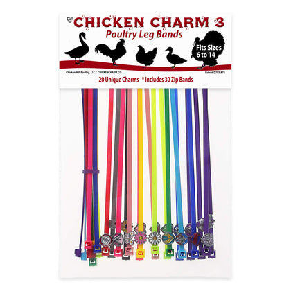 Chicken Hill 20 chicken charm floral hearts leg bands for easy bird identification