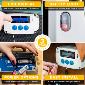 ChickenGuard dual-safe mode ensures reliable closing at sunset.