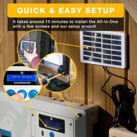 ChickenGuard One control panel offers clear timer and settings for easy programming