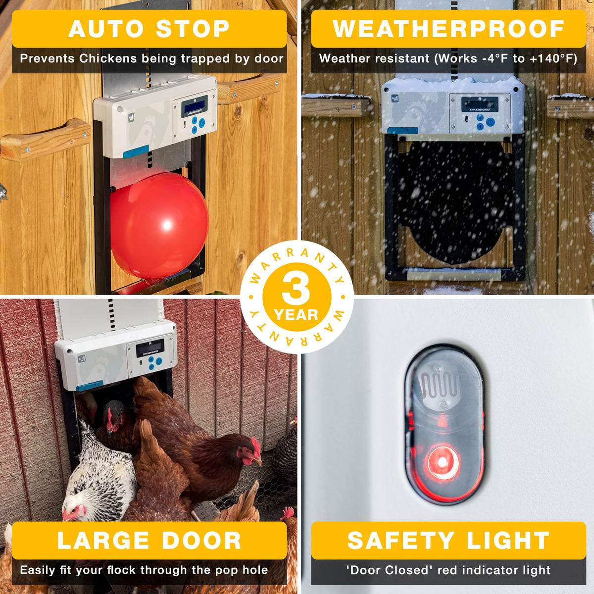 ChickenGuard One extension kit installed for adjustable panel positioning
