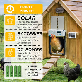 ChickenGuard One solar kit installed powering the door with eco-friendly energy