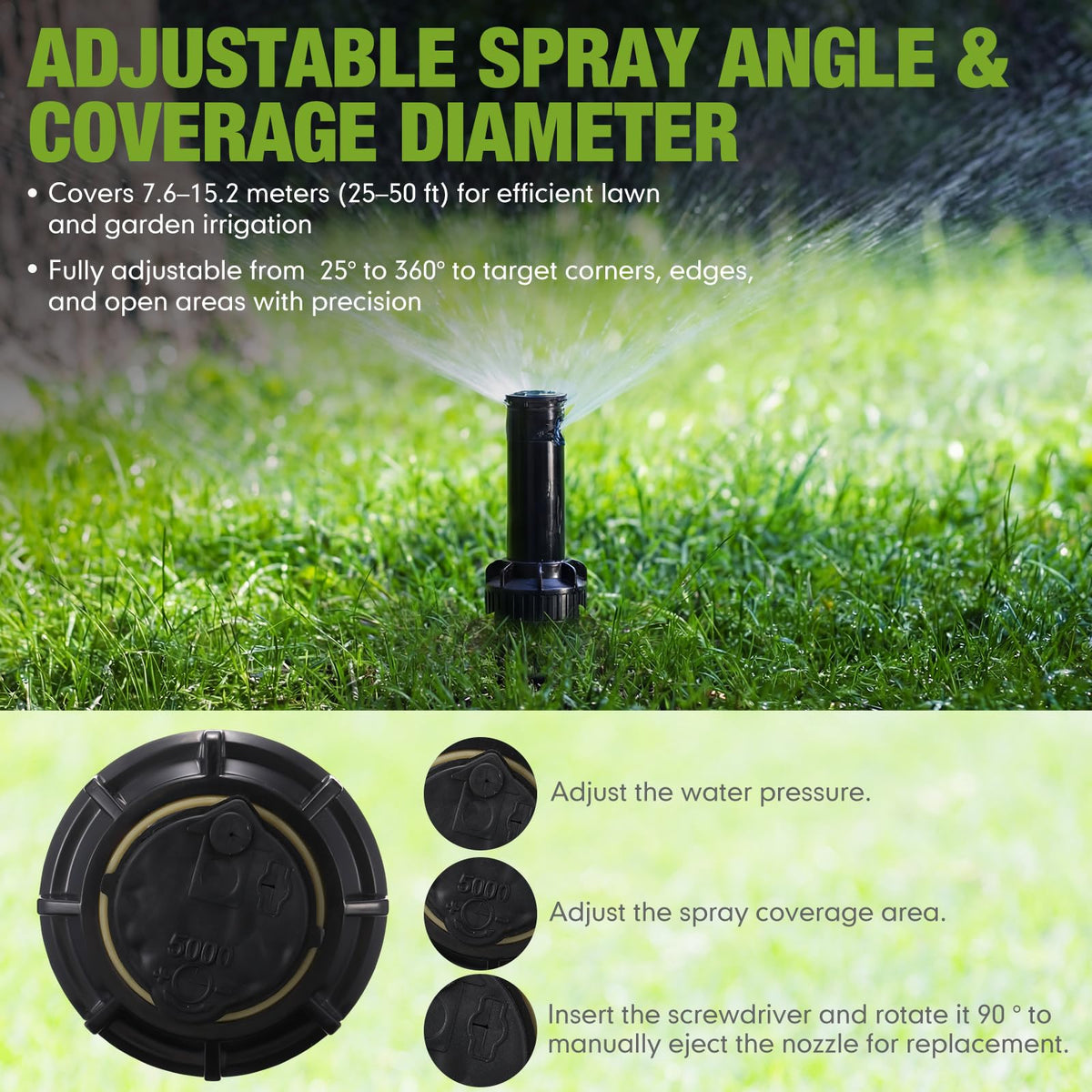 Chicmount spray range from 25 to 50 feet covers edges