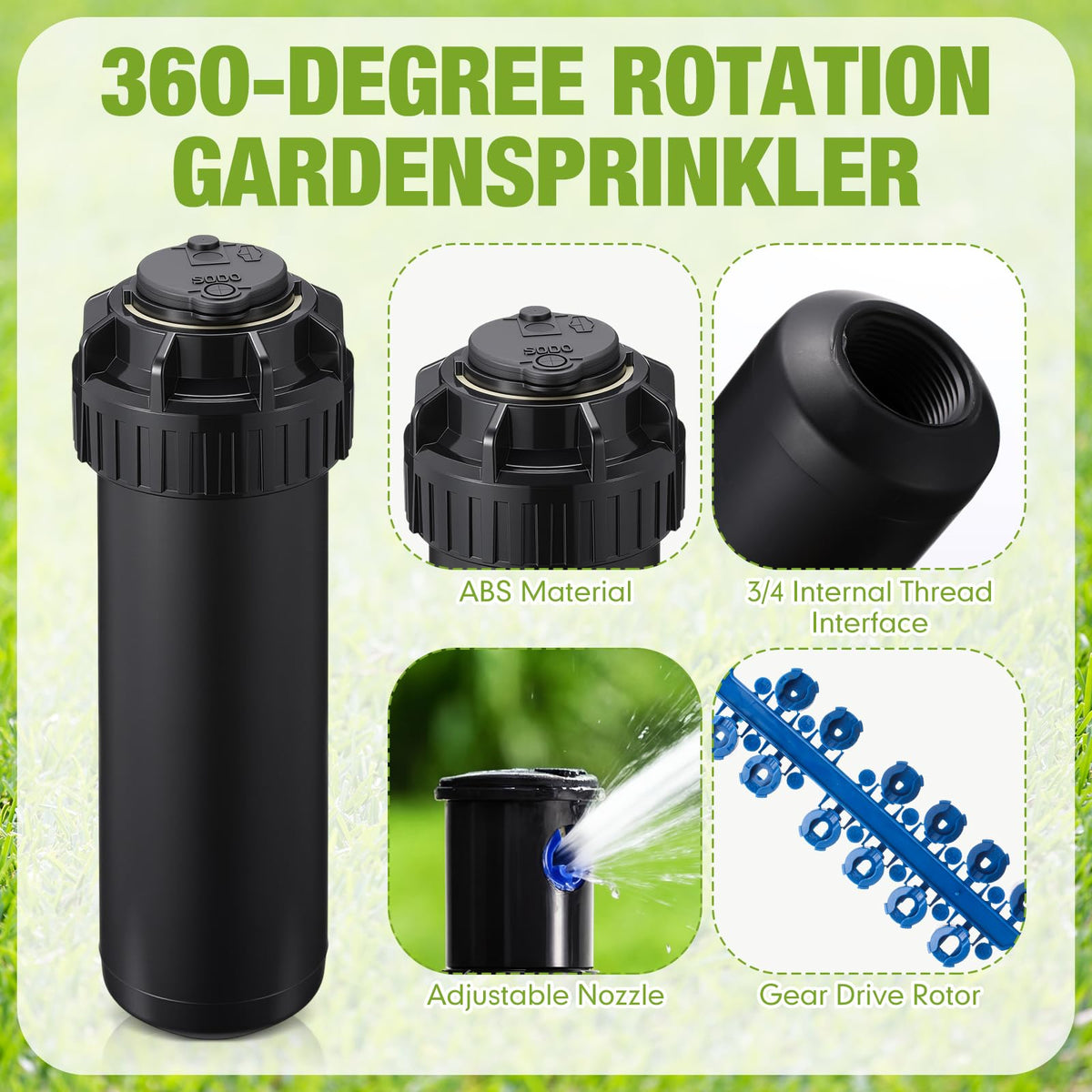 Chicmount gear-drive rotor with smooth, even water distribution