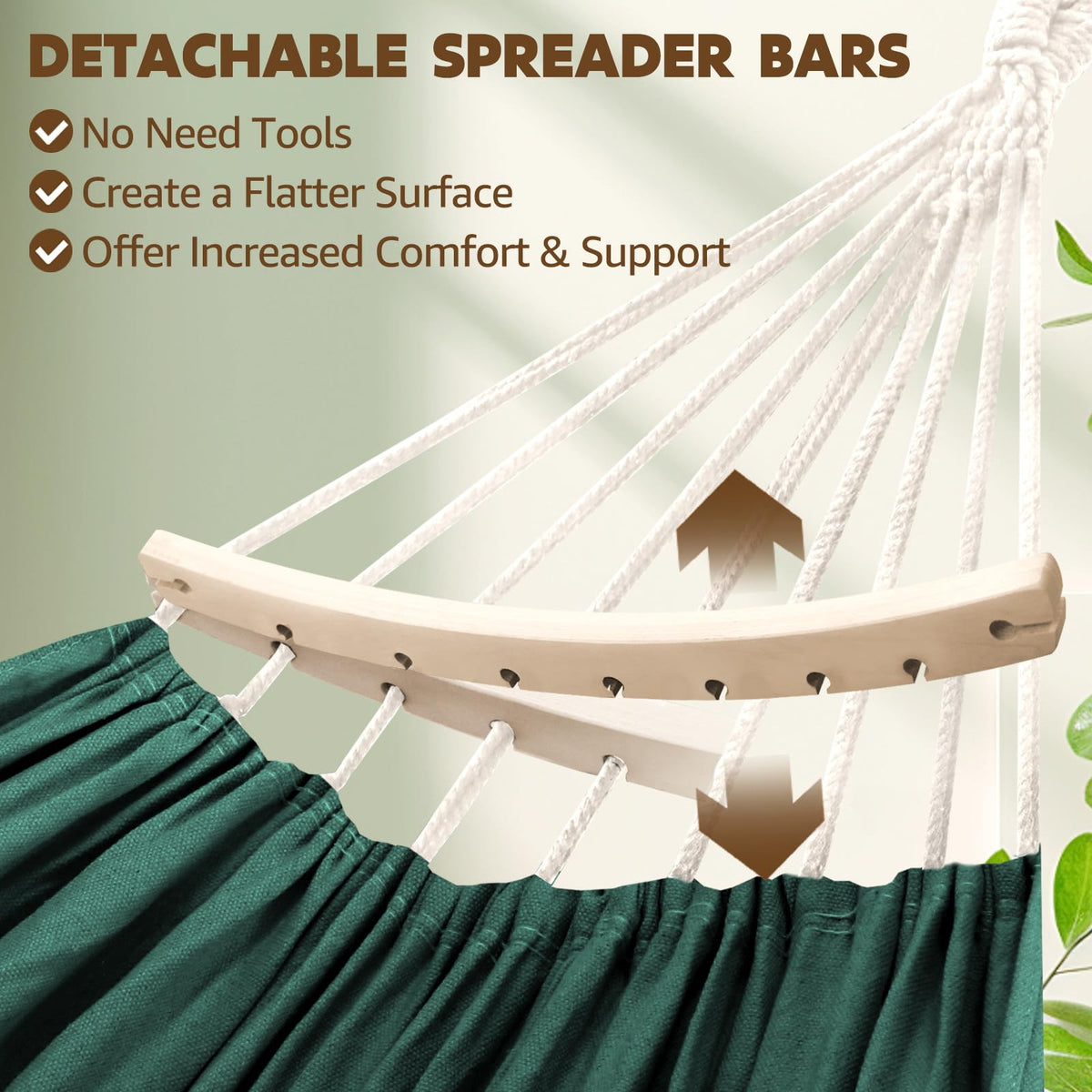 Chihee cotton hammock with detachable pole enabling portable setups anywhere.