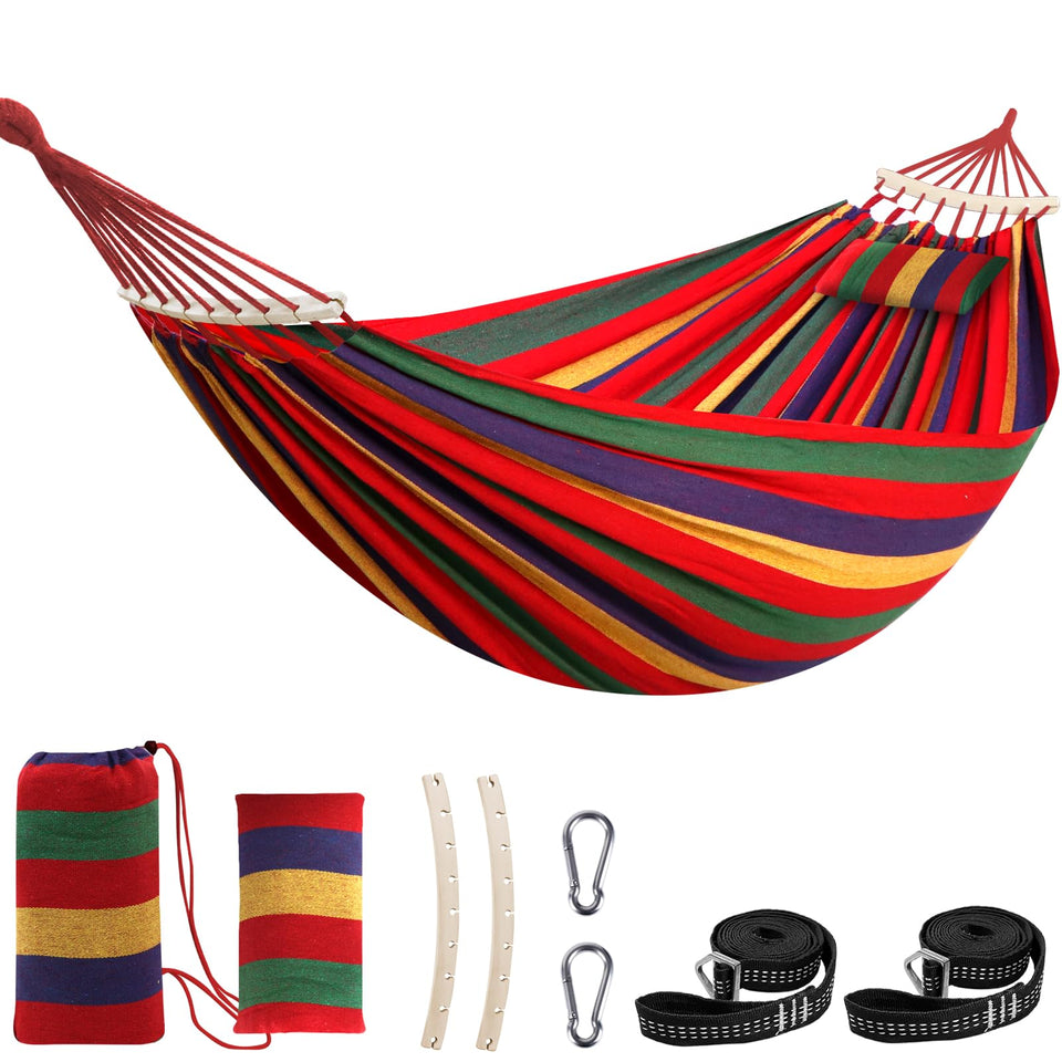 Chihee cotton hammock setup shown in a garden for easy outdoor relaxation