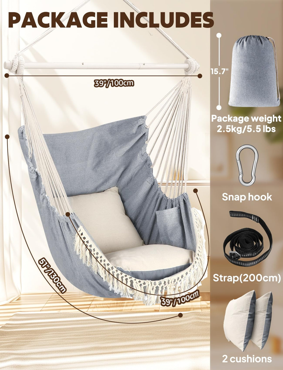 Chihee hammock chair bohemian macrame adds stylish indoor outdoor charm.