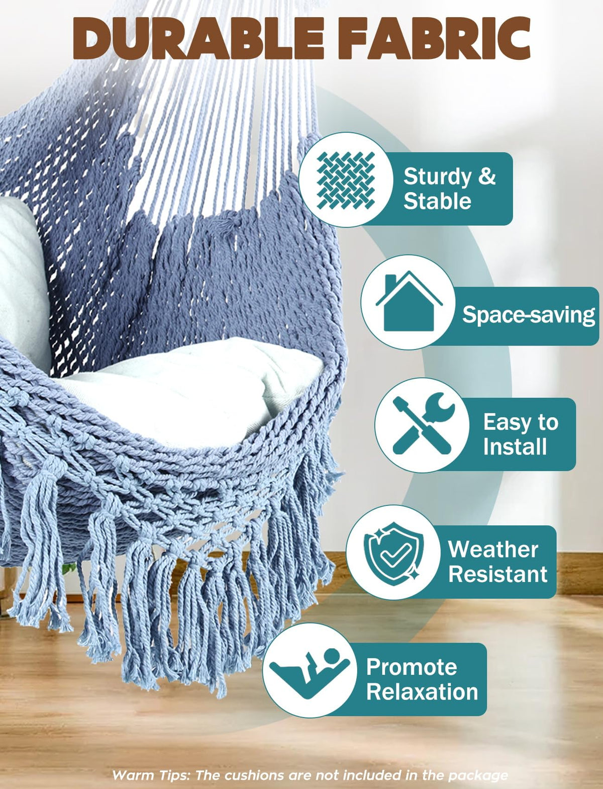 Chihee Hammock Chair collapsible spreader bar enables quick setup.