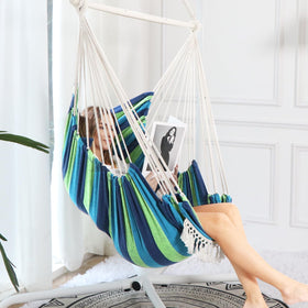 Chihee hammock chair with foldable feet support and two cushions for comfort.