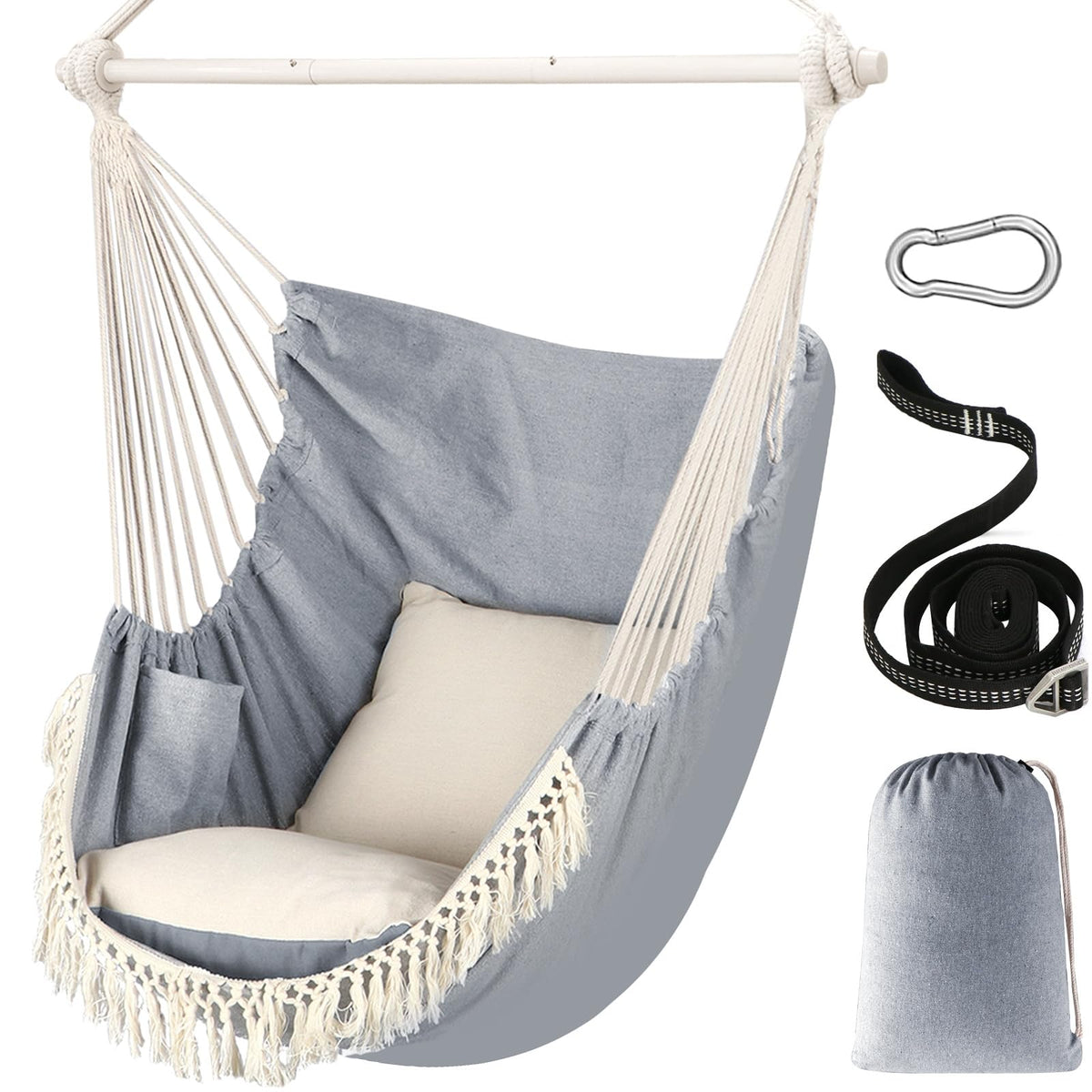 Chihee hammock chair hanging swing with 500lbs capacity for sturdy outdoor relaxation.