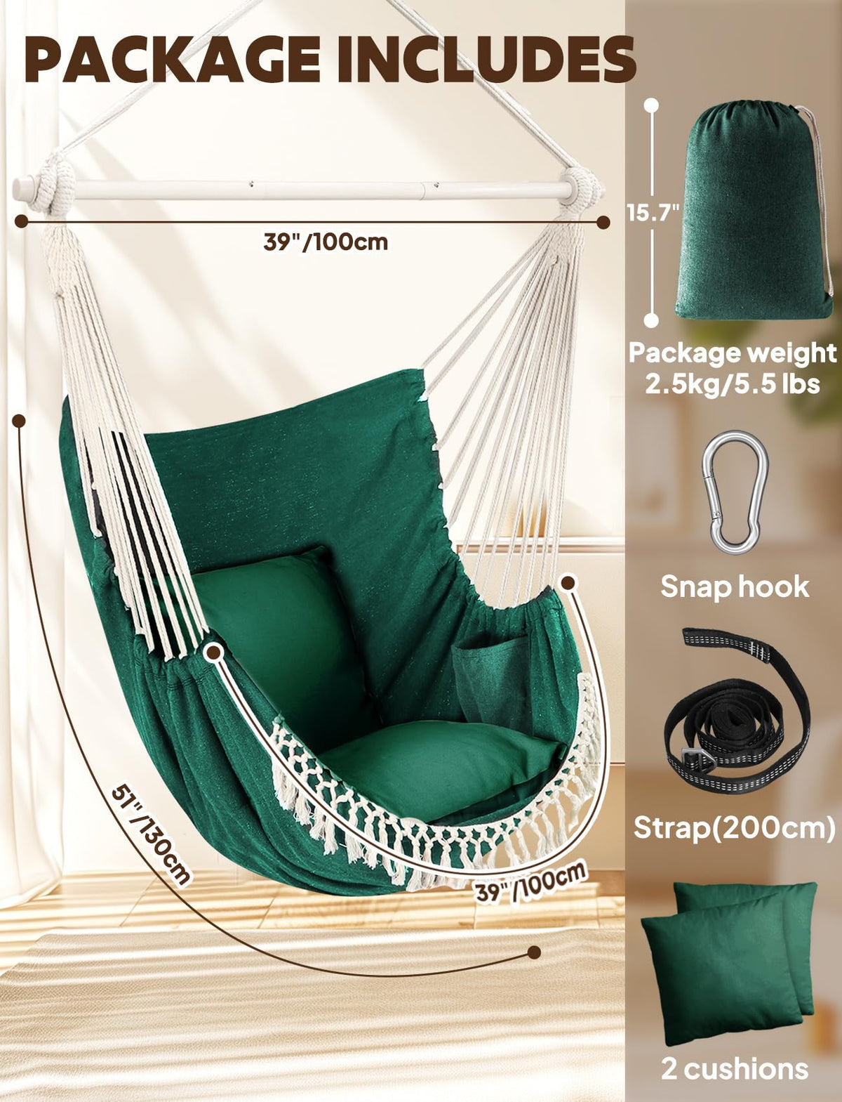 Chihee hammock chair with built-in side pocket for essentials.
