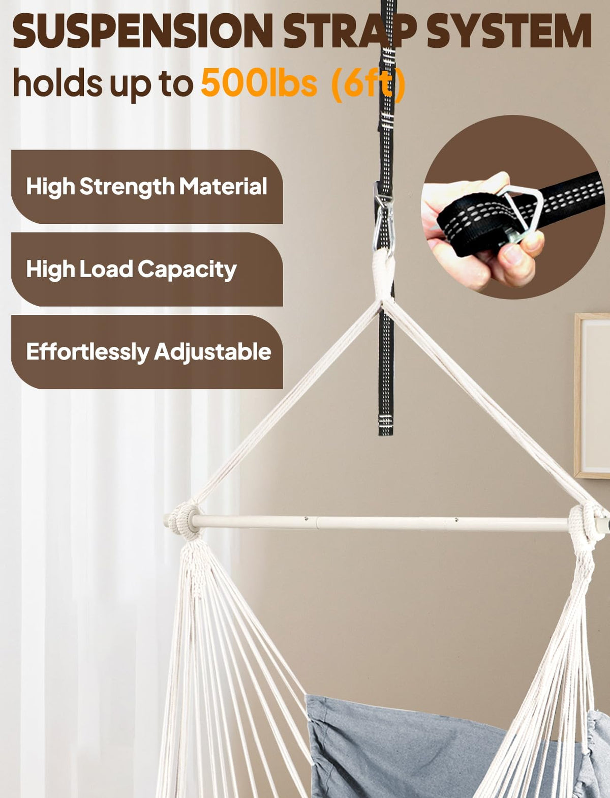 Chihee hammock chair includes two cushions for enhanced comfort during lounging.