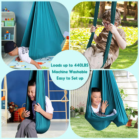 Chihee Sensory Swing outdoors with included webbing for easy mounting