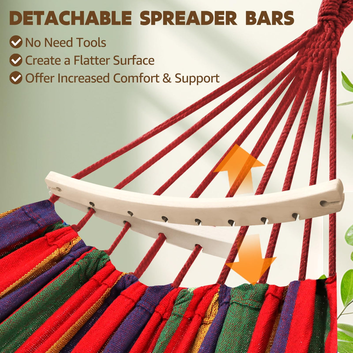 Chihee hammock with spreader bar emphasizes stable sway-free lounging