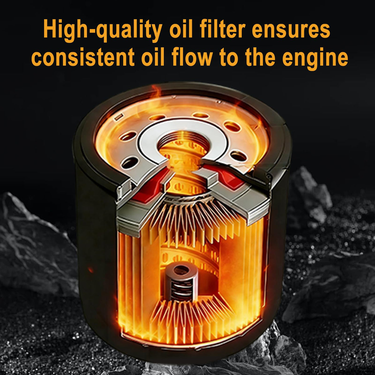Chikia 4P90-series oil filter label view highlighting model compatibility.