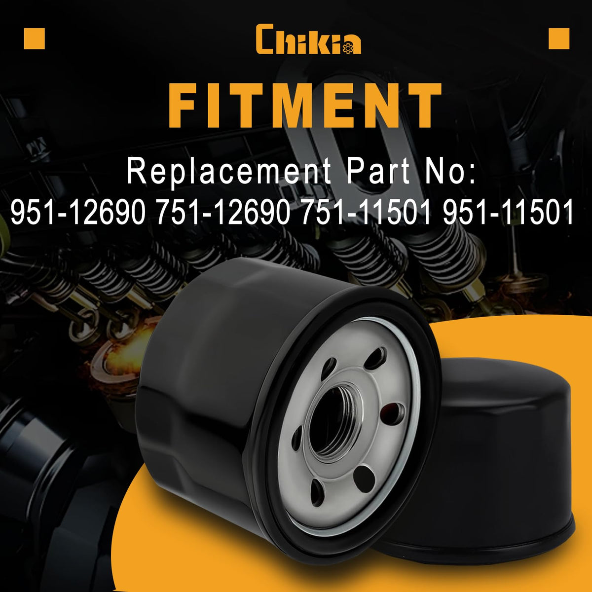 Chikia oil filter packaging on table conveying ready-to-use installation.